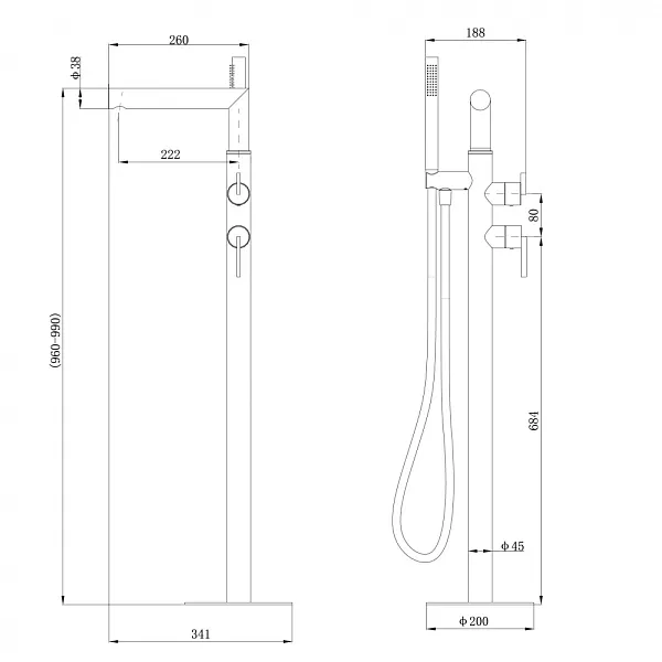 Смеситель для ванны с душем ABBER Perfekte 316 AF8A15BG фото 2