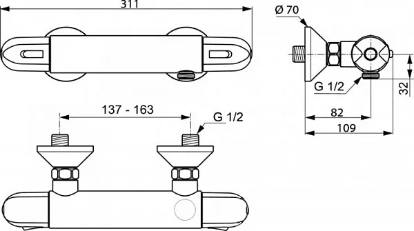 Термостат Ideal Standard Ceratherm 25 A6420AA для душа фото 2