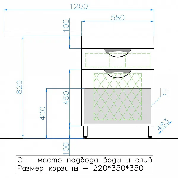 Мебель для ванной Style Line Жасмин 120 напольная левая с бельевой корзиной фото 6