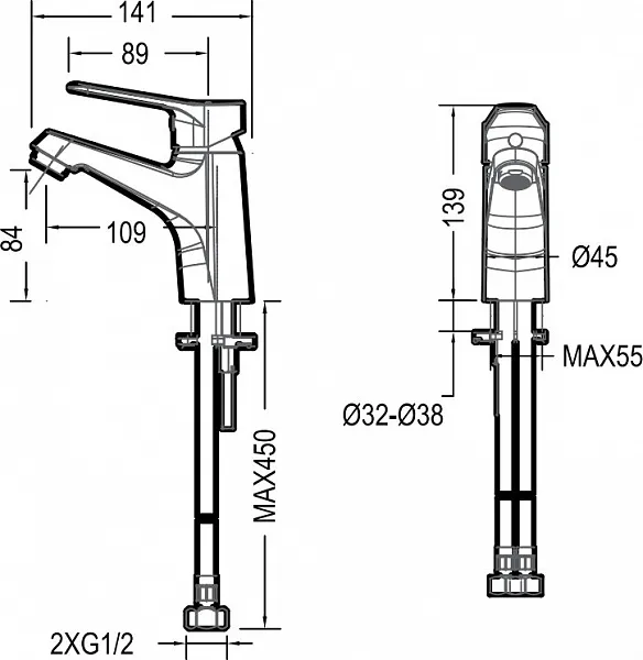 Смеситель Bravat Eco Black F1111147BM для раковины фото 2