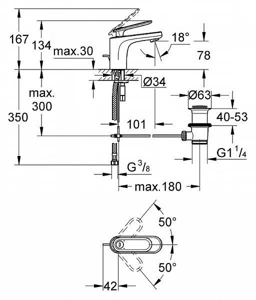 Смеситель Grohe Veris 32183000 для раковины фото 2