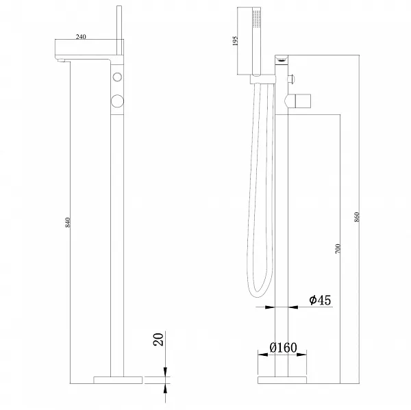 Смеситель для ванны с душем ABBER Rund AF8715MRG фото 5