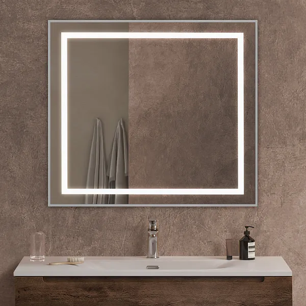 Зеркало BelBagno Kraft 90x80 SPC-KRAFT-900-800-SENS-AL с подсветкой фото 8