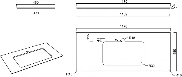 Столешница Kerama Marazzi Plaza Classic 117 см PL2.SG570002R\120 фото 2