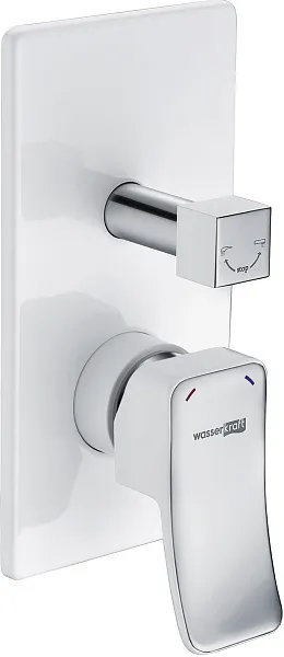 Смеситель WasserKRAFT Aller WHITE 10641W для ванны с душем с внутренней частью фото 1