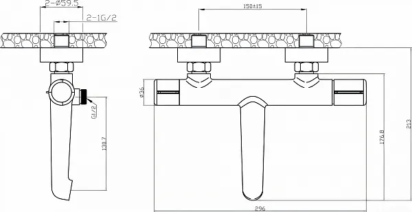 Смеситель Agger Slim A2210000 для ванны с душем фото 2