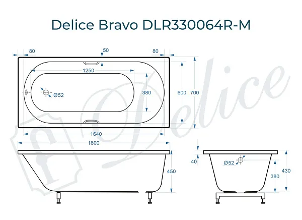 Ванна из искусственного камня Delice Bravo DLR330064R-M фото 1