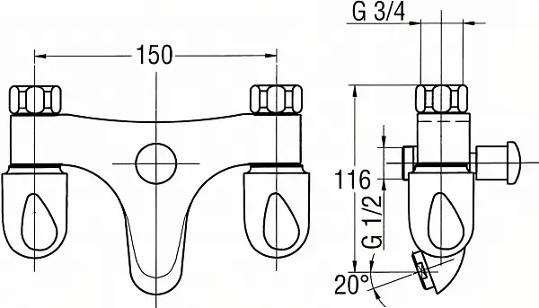 Смеситель Jacob Delafon Galeo E71960-CP для ванны с душем фото 2