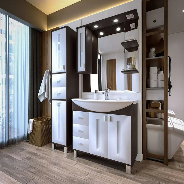 Зеркало Бриклаер Бали 90x102 4627125411854 с полочкой и подсветкой фото 7