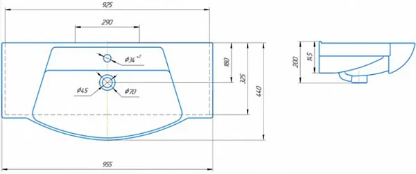 Раковина СаНта Монро 96 см Монро95 фото 3