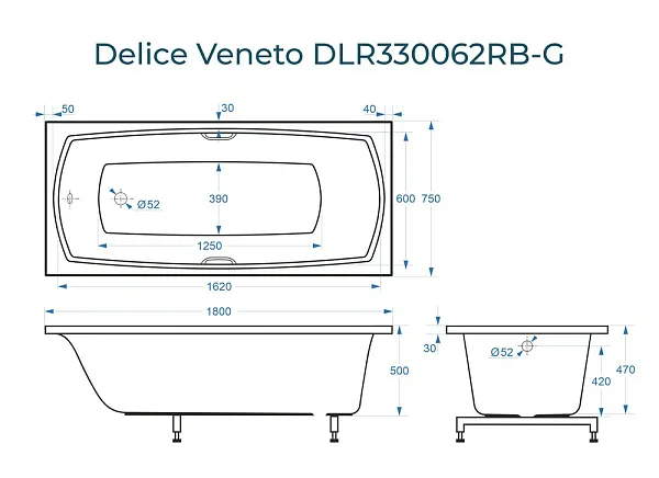 Ванна из искусственного камня Delice Veneto DLR330062RB-G фото 1