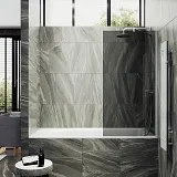 Шторка для ванны MaybahGlass 80x140 MGV-82-1ш профиль белый стекло графит фото 1