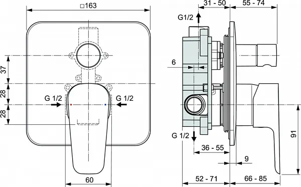 Смеситель Ideal Standard Esla A6947AA для ванны с душем с внутренней частью фото 2