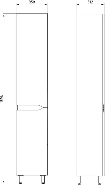 Шкаф-пенал ASB-Mebel Бари 35x189 9610 правый фото 4