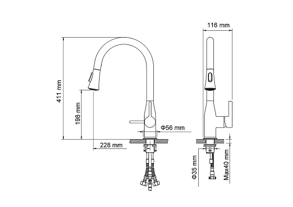 Смеситель для кухонной мойки TIMO Saona 2336/03FL фото 2