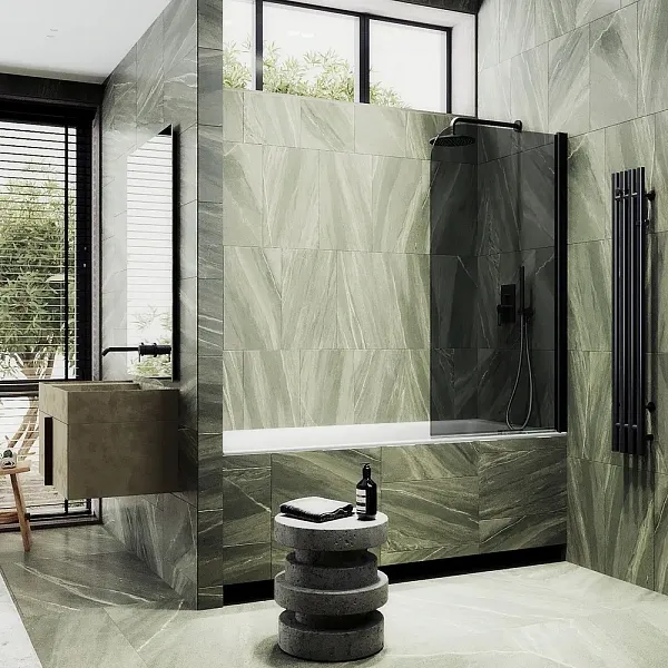 Шторка для ванны MaybahGlass 50x140 MGV-608-6 профиль черный стекло графит фото 3