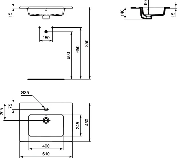 Раковина Ideal Standard Tempo 61 см E066801 фото 8