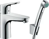 Смеситель Hansgrohe Focus 31927000 для раковины с гигиеническим душем с донным клапаном фото 1