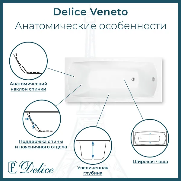Ванна из искусственного камня Delice Veneto DLR330062R-G фото 2