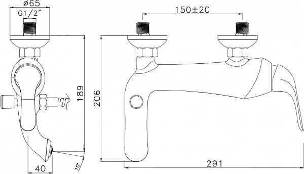 Смеситель Lemark Swan LM5402BG для ванны с душем фото 2