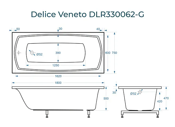 Ванна из искусственного камня Delice Veneto DLR330062-G фото 2
