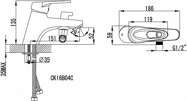 Смеситель Lemark Luna LM4115C для ванны с душем фото 2