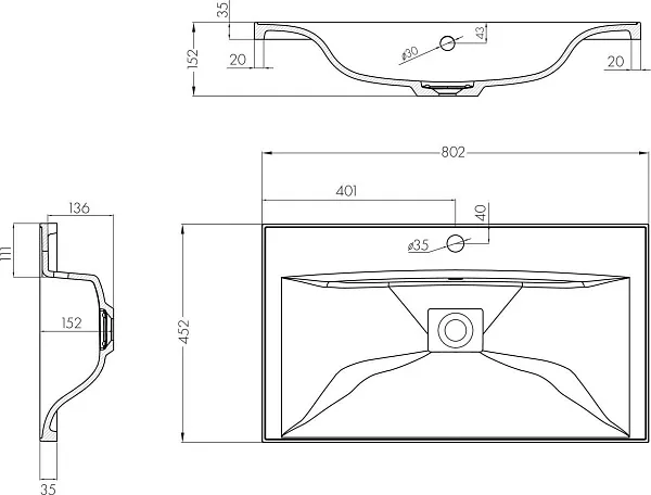 Раковина Акватон Айрис 80 см 1A73263KAG010 фото 5