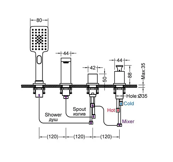 Смеситель на борт ванны TIMO Torne 4330/00-16Y фото 2