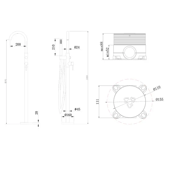 Смеситель для ванны с душем ABBER Wasser Kreis AF8115G фото 6