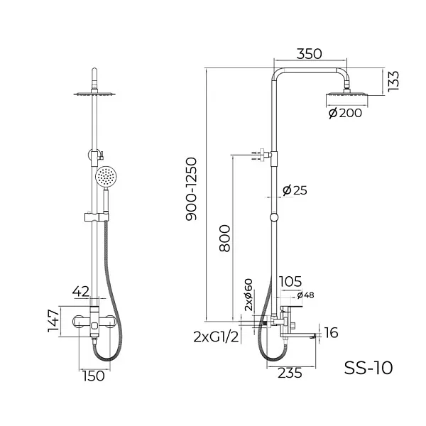 Душевая стойка KNOTLOR STREAMLINE SS-10 фото 3