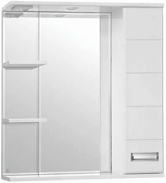 Зеркало Style Line Ирис 75x83 ЛС-00000020 правое с полочкой и подсветкой фото 1