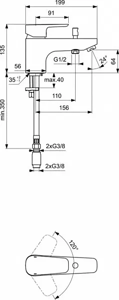 Смеситель Ideal Standard Ceraplan lll B0769AA на борт ванны фото 3