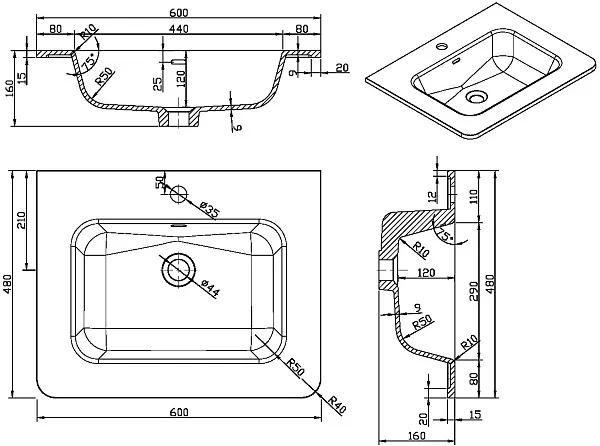 Раковина Vincea 60 см VCB-1A600W фото 2