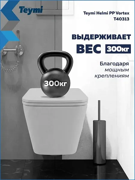 Унитаз подвесной Teymi Eva Vortex W01831 подвесной безободковый с микролифтом фото 3