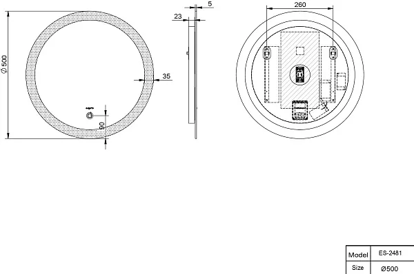 Зеркало Esbano 50x50 ESMI2481 с подсветкой фото 3