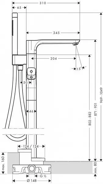 Термостат Axor Urquiola 11422000 для ванны с душем фото 6