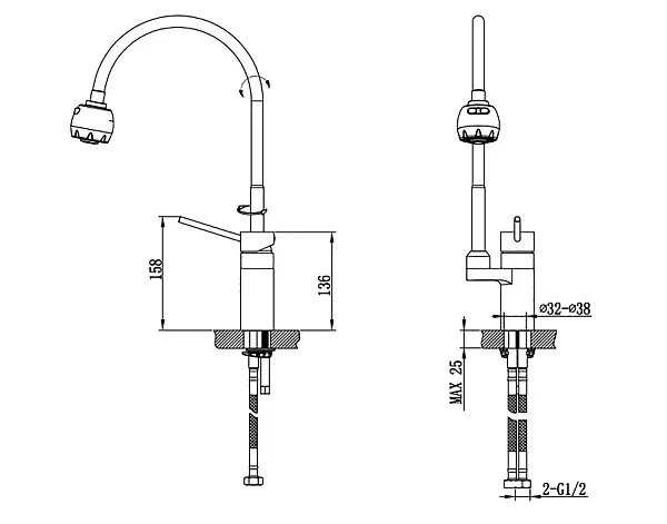 Смеситель для кухонной мойки TIMO Saona 2308F chrome фото 2