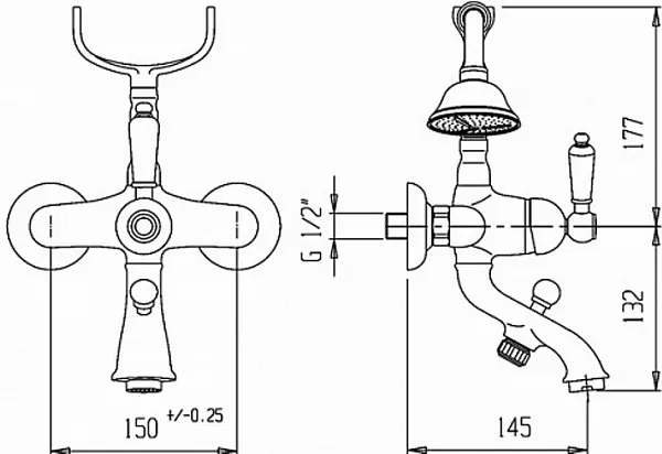 Смеситель Caprigo Adria Uno 02-011-vot для ванны с душем фото 2