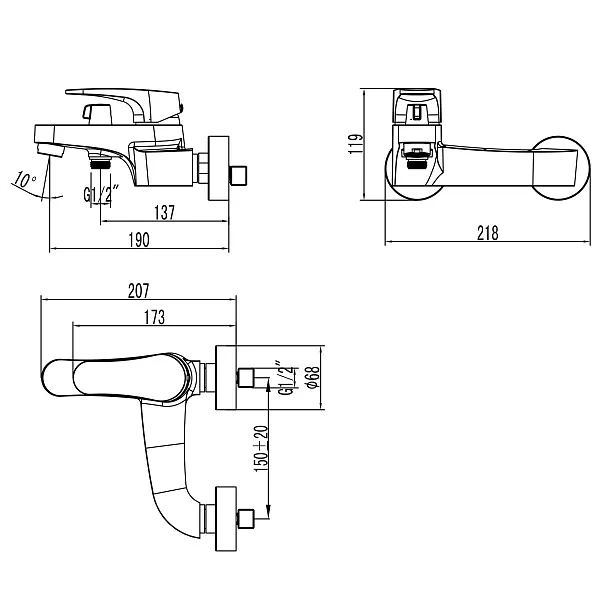 Смеситель Lemark Shift LM4334C для ванны с душем фото 2