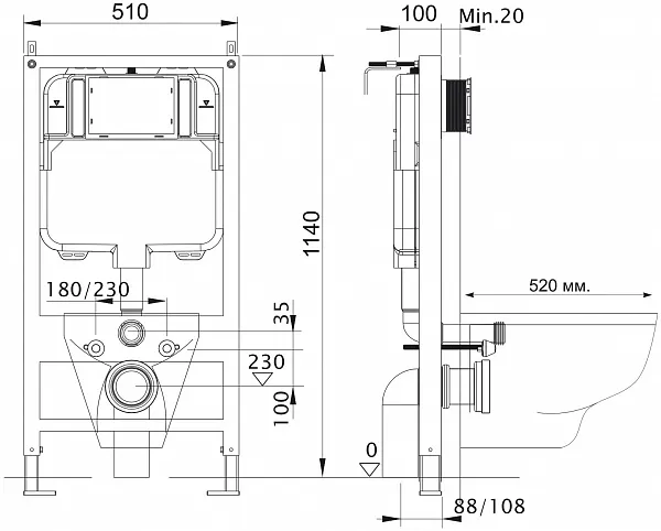 Инсталляция для унитаза Aquatek Slim INS-0000006 фото 2