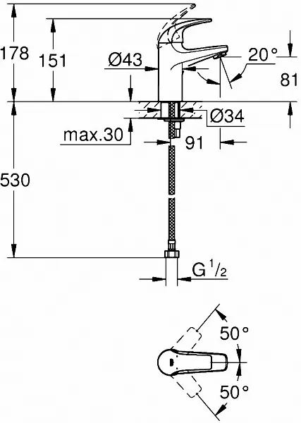 Смеситель Grohe BauCurve 32848000 для раковины фото 6
