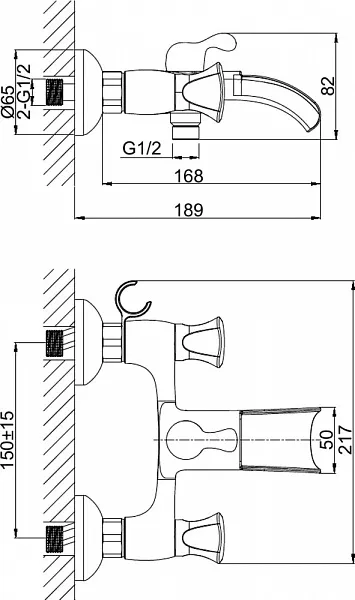 Смеситель D&K Hessen Grimm DA1383501 для ванны с душем фото 2