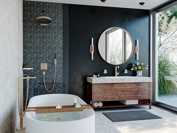 Термостат Hansgrohe Ecostat Square 15714140 для ванны с душем с внутренней частью фото 3