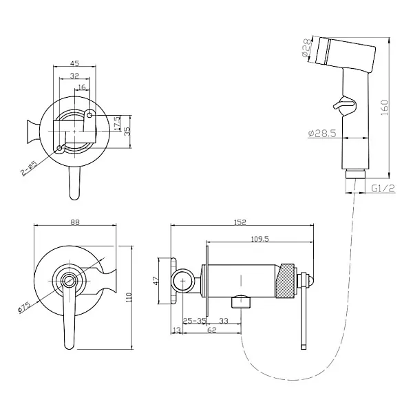 Гигиенический душ ESKO Bangkok Black BGBSMH фото 3