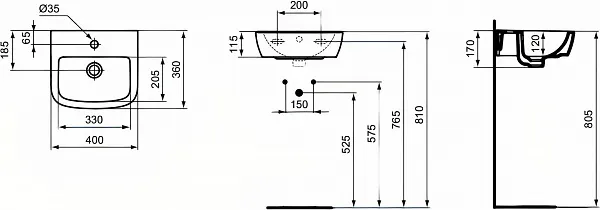 Раковина Ideal Standard Tempo 40 см T056701 фото 4