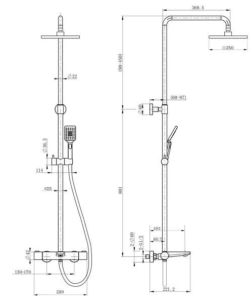 Душевая стойка PAINI Nove 09CR687THQ250F3Q80 фото 4