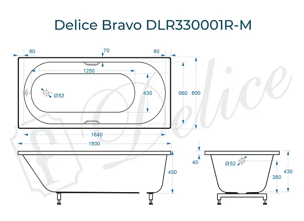 Ванна из искусственного камня Delice Bravo DLR330001R-M фото 1