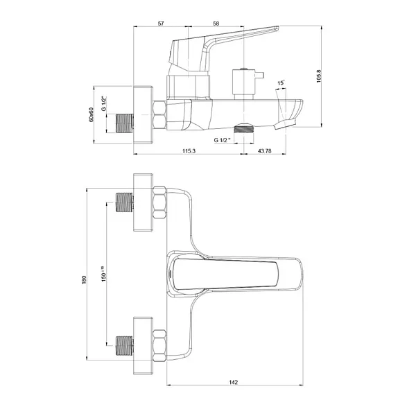 Смеситель для ванны с душем PAINI Bari RTYO111 фото 8