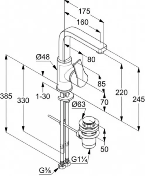 Смеситель Kludi Zenta SL 480270565 для раковины с донным клапаном фото 3