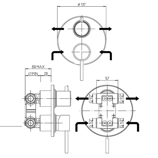 Встраиваемый смеситель PAINI Cox 78PZ6911 фото 7